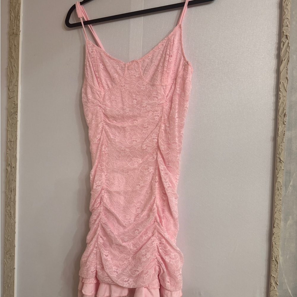 Elegant Pink Lace Dress